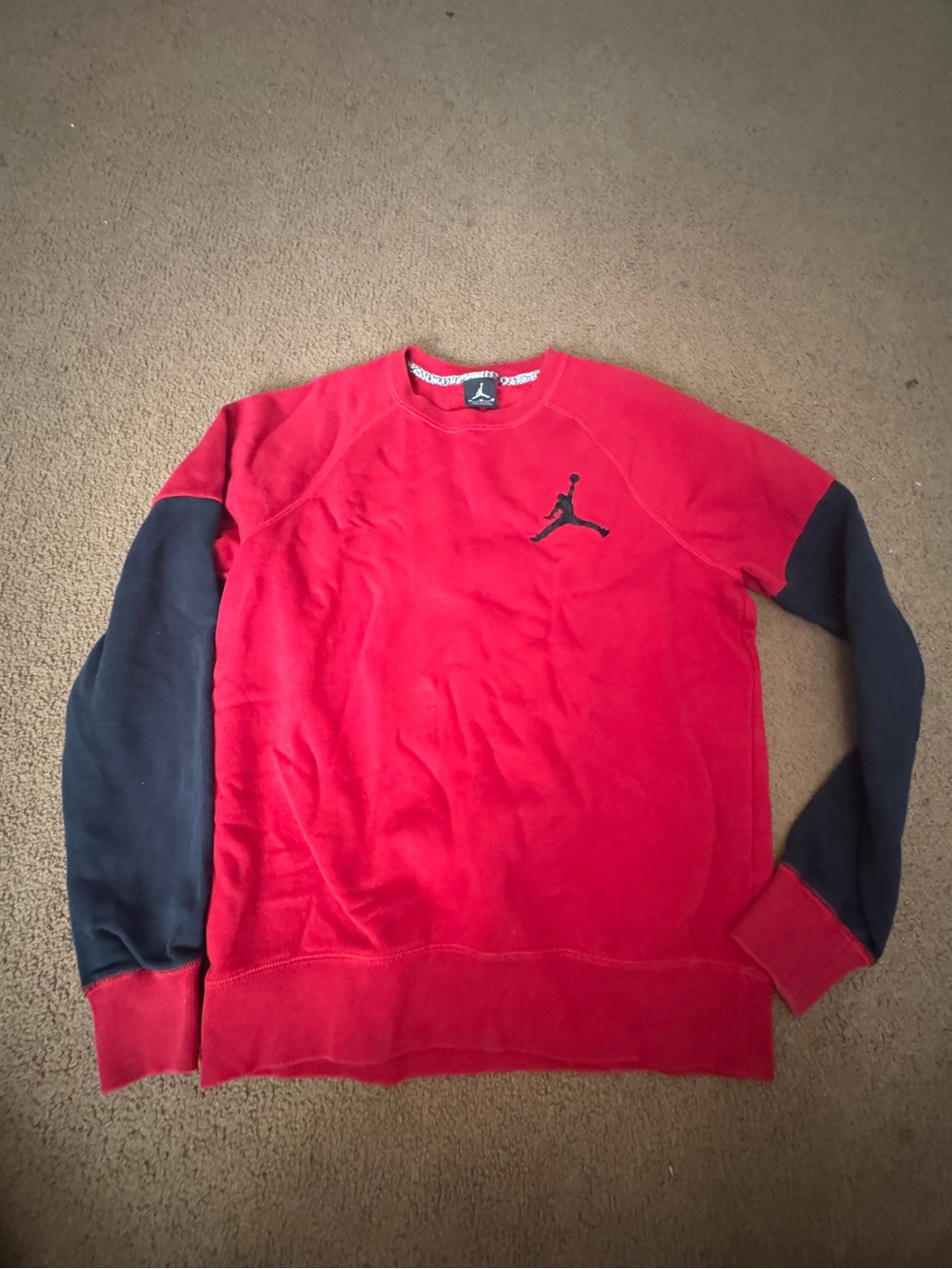 Jordan Men’s Red Crewneck Sweatshirt with Black Sleeves